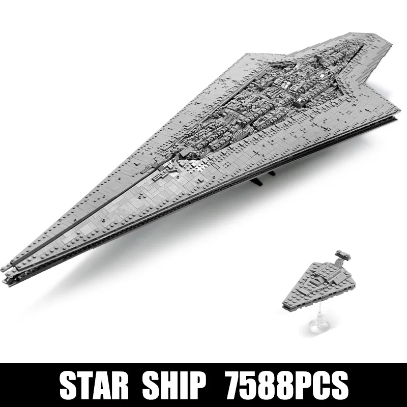 MOC-7588PCS DHL, 05028, Звездные игрушки, войны, 10221, супер Звездный комплект эсминца, MOC-15881, строительные блоки, кирпичи, детские рождественские игрушки, подарки - Цвет: MOC-7588PCS
