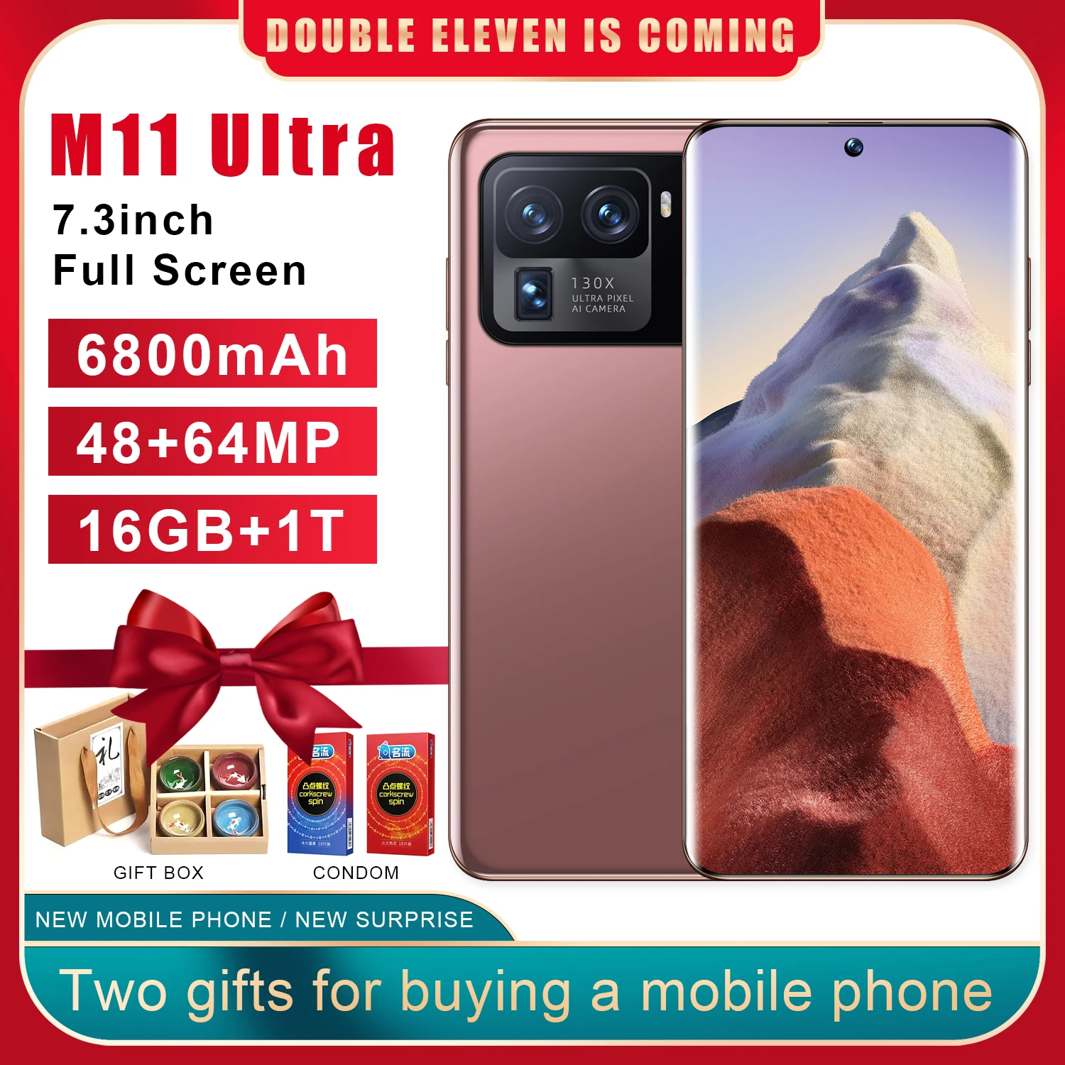 

100% Original SMARTPHONE M11 Ultra 16+1T Android 6800mah Qualcomm Snapdragon888 Deca Core Cell Phone 5G Dual Card Unlocked