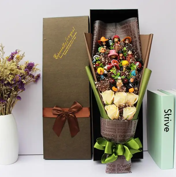 with box Горячая одна деталь действие игрушка Луффи Чоппер игрушки Санджи и Нами Зоро полный букет с коробкой выпускной подарок на день рождения ребенка - Цвет: with box