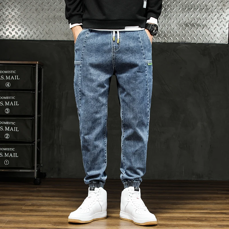 

New Autumn Ankle Length Baggy Jeans Men Casual Denim Joggers Stretched Cotton Harem Jeans Trousers YM2318