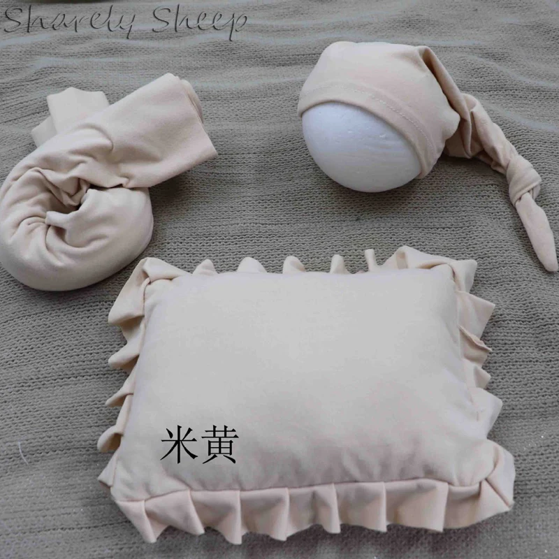 Newborn Photography Props Stretch Wraps Baby Boy Girl Photo Shoot Posing Hat+Wraps+Pillow Set bebe fotoshooting Accessories Prop | Мать и