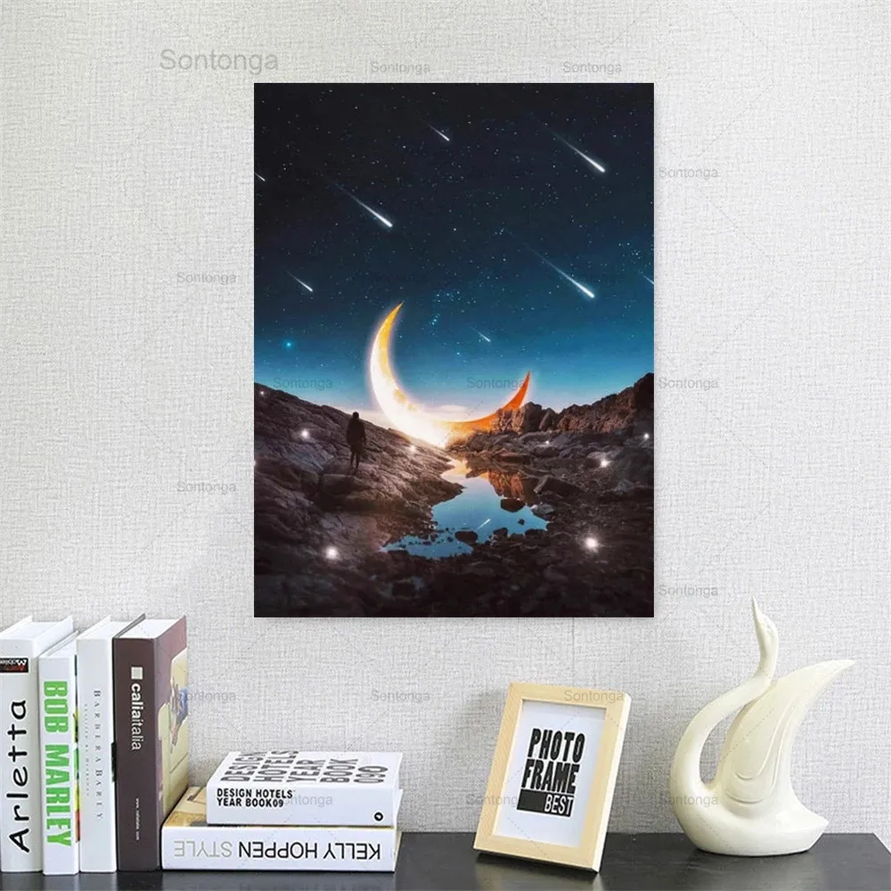 

Sontonga Diy Diamond Painting Landscape Moon 5D Full Square/round Drill Diamond Embroidery Fantasy Mosaic Decor for Home Gift