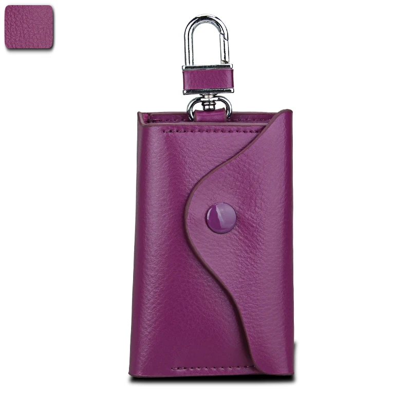 Purple Раскол из воловьей кожи для ключей, кошелек, держатель для карт, деловой органайзер, синяя ключница, чехол, брелок, кошельки, карман, коричневая сумка для автомобильных ключей - Цвет: Purple