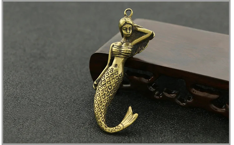 

Античная латунная Русалка ручной работы, рыба, ручная работа, украшение «сделай сам», миниатюрные настольные украшения, аксессуары a3792