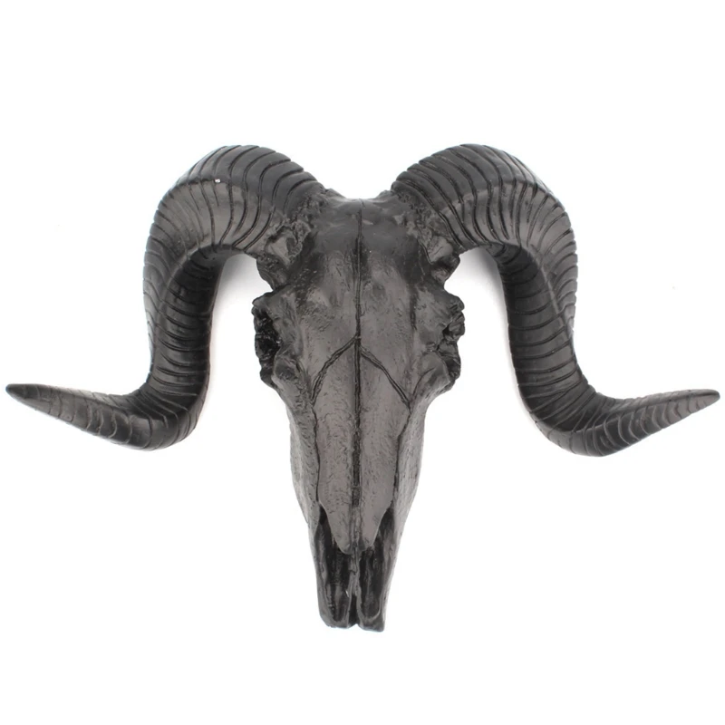 

2022 New Gothic Black Shofar Skull Wall Mounted Hanging Plaque Figurine Background Decor