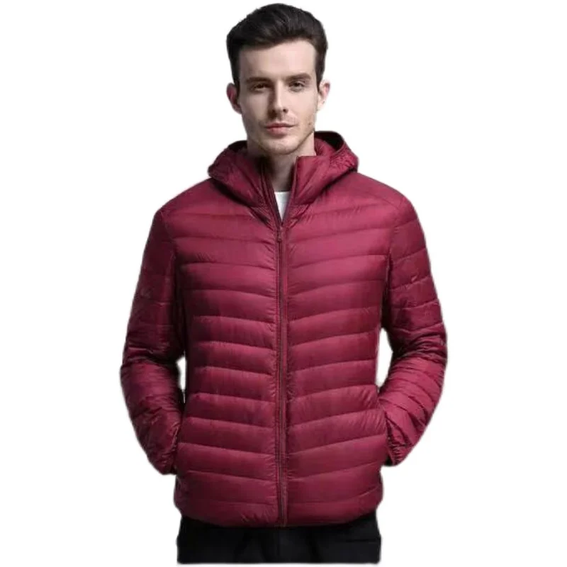 New Brand Autumn Winter Light Down Jacket Men's Fashion Hooded Short Large Ultra-thin Lightweight Youth Slim Coat Down Jackets