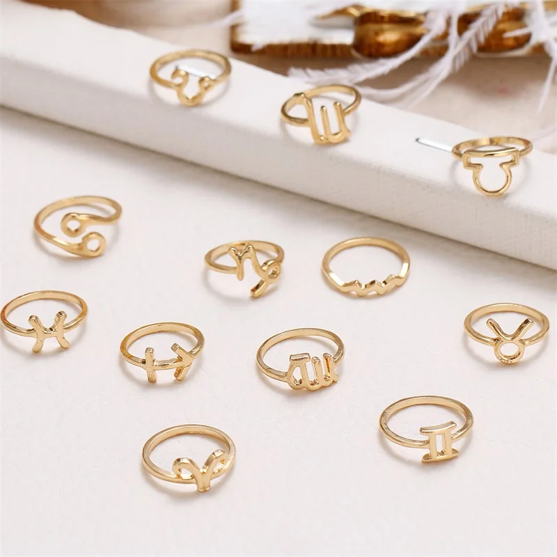 DAXI Vintage 12 Constellations Rings For Women Silver Color Finger Couple Ring Set 2019 Anillos Female Statement Fashion Jewelry | Украшения