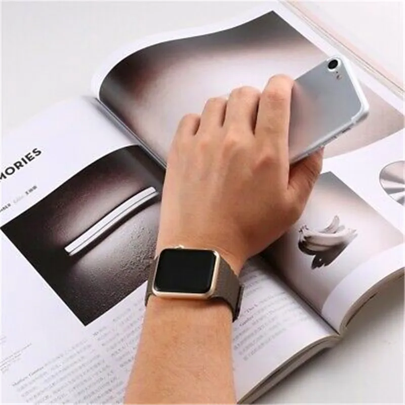 Ремешок из натуральной кожи с магнитной петлей для apple watch band 38/42 мм и для apple watch 4 44/40 мм браслет для iwatch series 3 2 1
