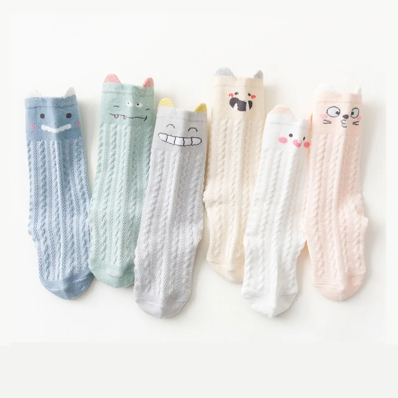 

Baby Socks Cartoon Monster Mosquito Socks Children’s Breathable Knee Length Socks Solid Color Cotton Mesh Socks