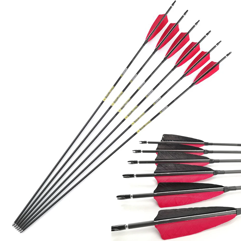 Стрелы из чистого углеродного волокна для позвоночника 6/12 шт. 600 700 800 900 ID 4 2 мм