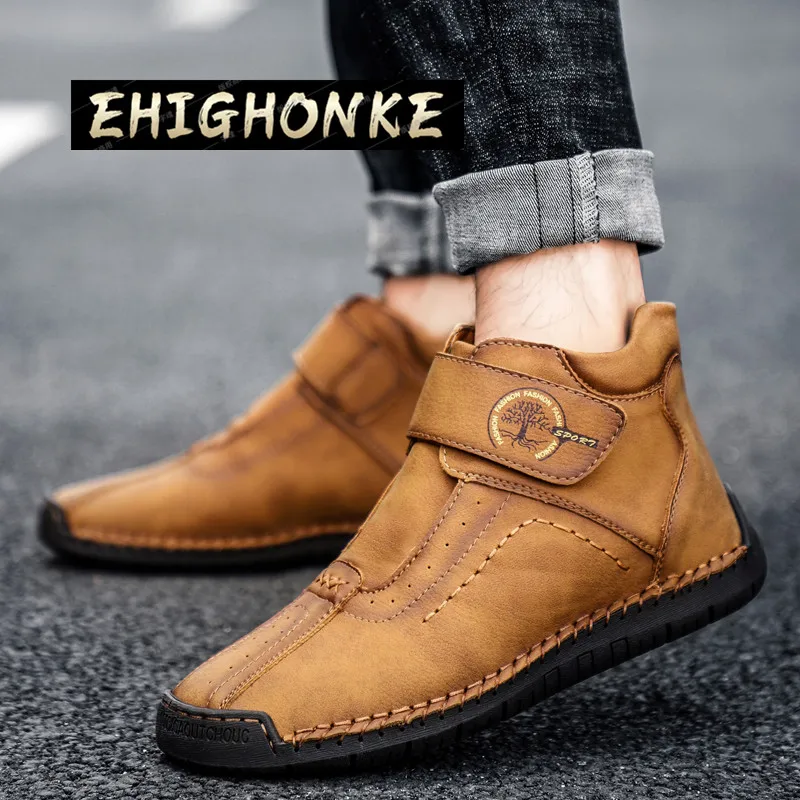 Online Sepatu Bot Pria Baru Sepatu Bot Salju Bulu Hangat Mewah Sepatu Bot Pergelangan Kaki Musim Dingin Buatan Tangan Kualitas Tinggi Sepatu Kasual Nyaman Ukuran Besar 38-48 Y87