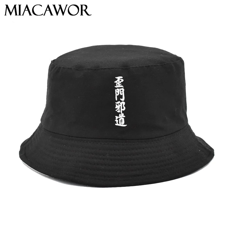 MIACAWOR китайские слова вышивка Панама шапки двусторонние унисекс хлопок летняя