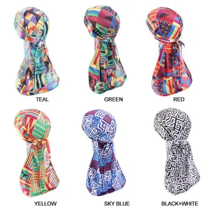 Головной убор шелковистый для мужчин и женщин, с Африканским принтом, пиратская шляпа с длинным хвостом, Байкерская одежда, банданы, тюрбан, аксессуары для волос