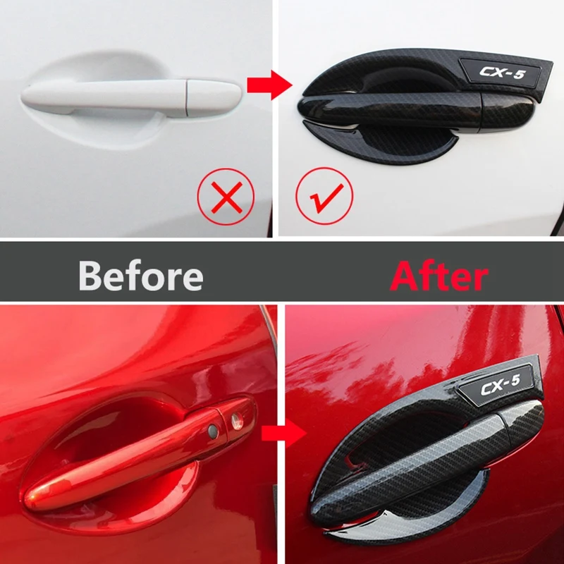 Carbon Fiber Car Door Handle Cover With Bowl Trim For MAZDA CX-5 CX5 KF 2017 2018 2019 2020 | Аксессуары для салона