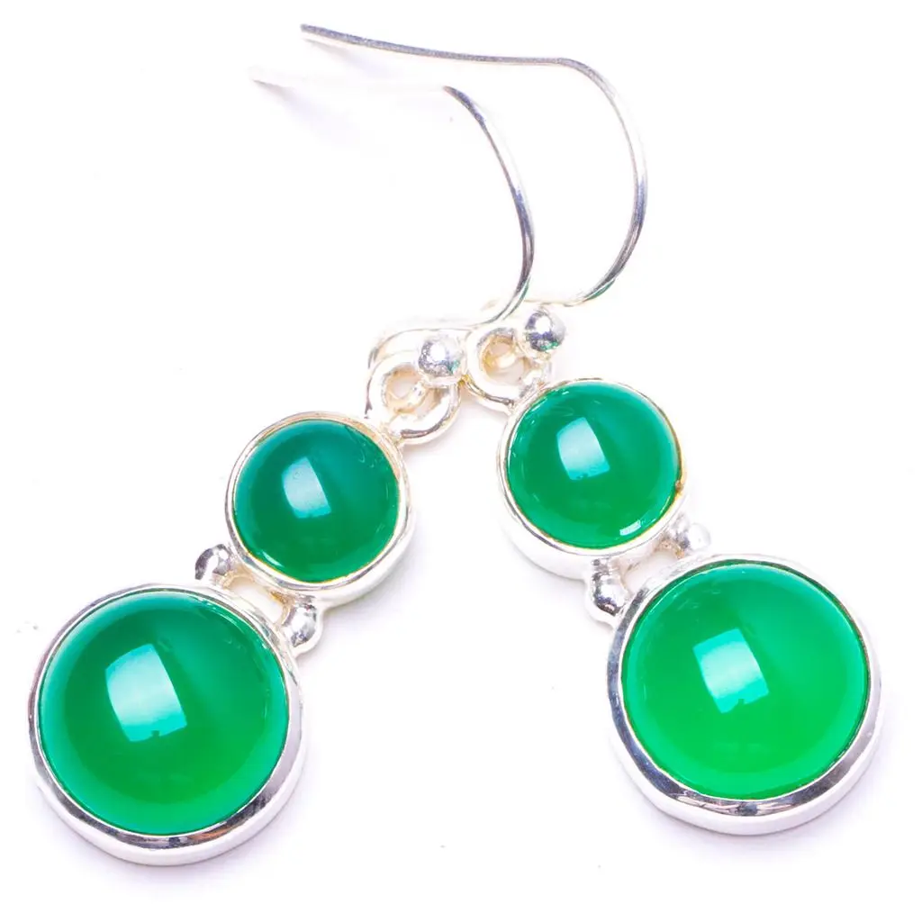 Натуральный хризопраз ручной работы уникальные серьги из стерлингового серебра