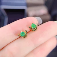 shilovem 925 sterling silver real natural emerald stud earrings classic fine jewelry new wedding gift 33mm jce0303556agml