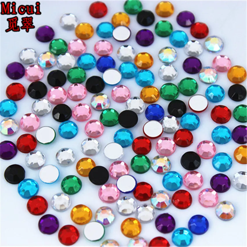 Mix color Micui круглые акриловые Стразы без горячей фиксации с плоской задней стороной, Кристальные AB 3D Стразы для нейл-арта, украшения для одежды MC258 - Цвет: Mix color