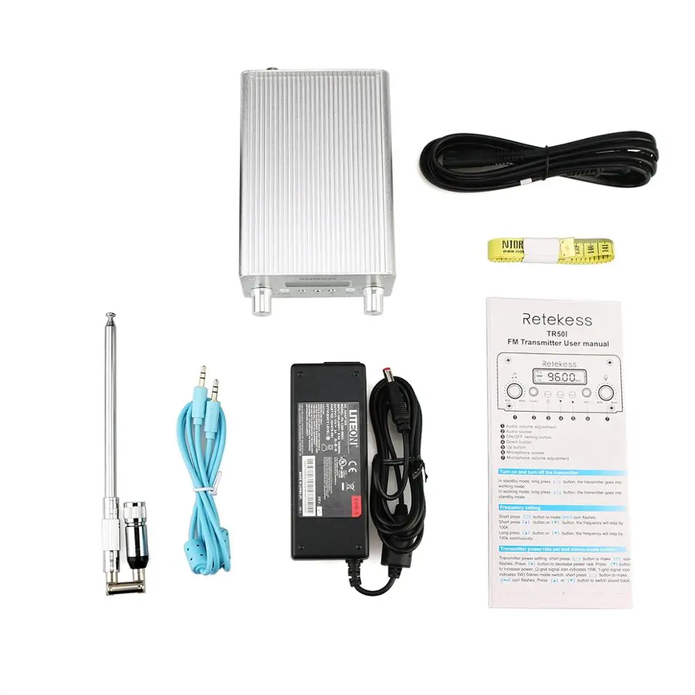 

Retekess TR501 6W Wireless FM Broadcast Transmitter Radio Station+10pcs TR104 Headphone for Drive-in Church Meeting Translation