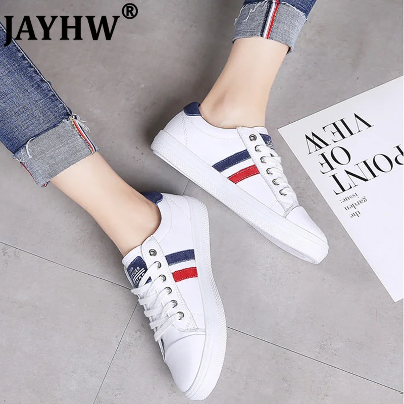 

Женские кожаные кроссовки JAYHW, Повседневная модная спортивная обувь на плоской подошве, белые