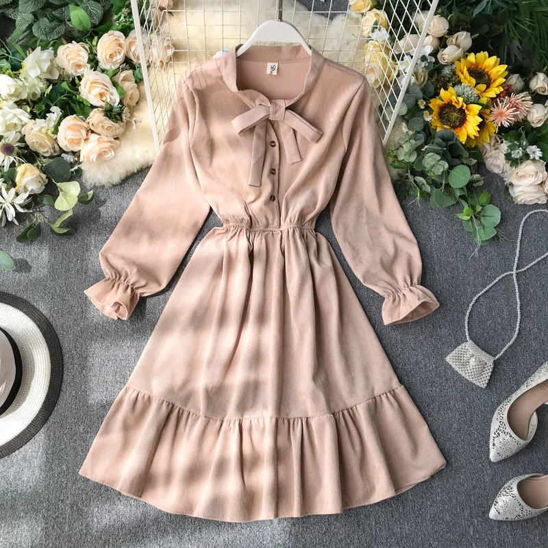 Женское платье принцессы ALPHALMODA с длинным рукавом и галстуком-бабочкой
