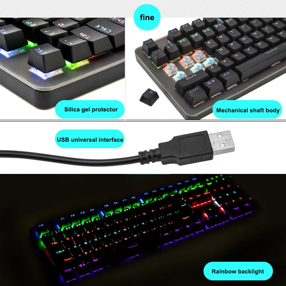 

Switch RGB Backlight Keyboard Dustproof Portable X61 USB Wired Red Carrying Decoration Mechanical for Office Gaming
