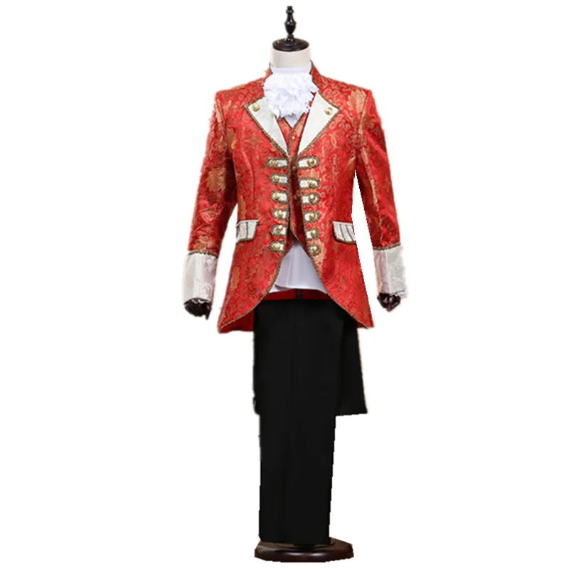 Модный мужской костюм дворного принца трех цветов винтажный приталенный с