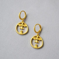 strange expression face earrings for women gold plated retro oval hollow relief embossed eyes nose mouth fashion metal earrings
