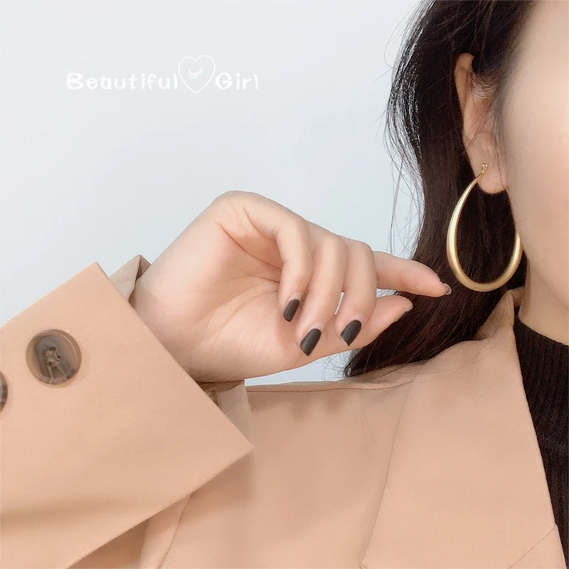 Женские серьги-кольца AOMU корейские круглые серьги золотого и металлического