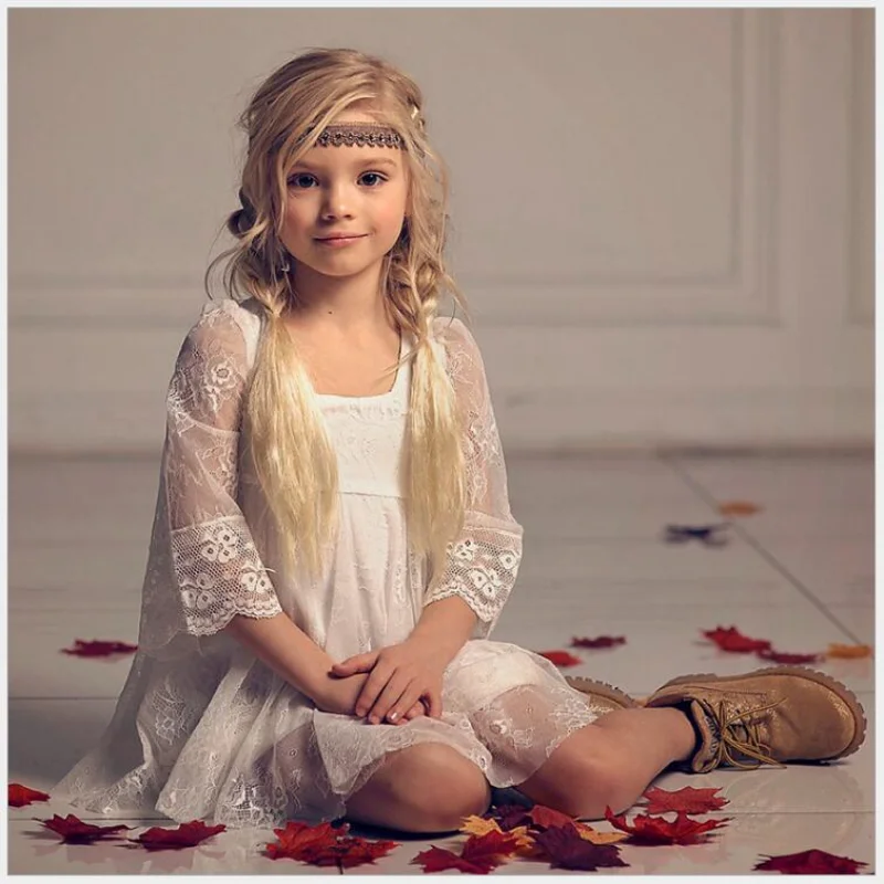 Бутиковое кружевное платье с цветами для девочек на день рождения свадебное