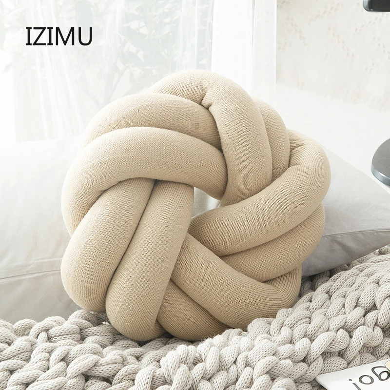 

Nordic Creativity Plush Handmade Knotted Pillow Sofa Bedding Pillows Bed Backrest Cushion Office Kids Room Decoration Cushions