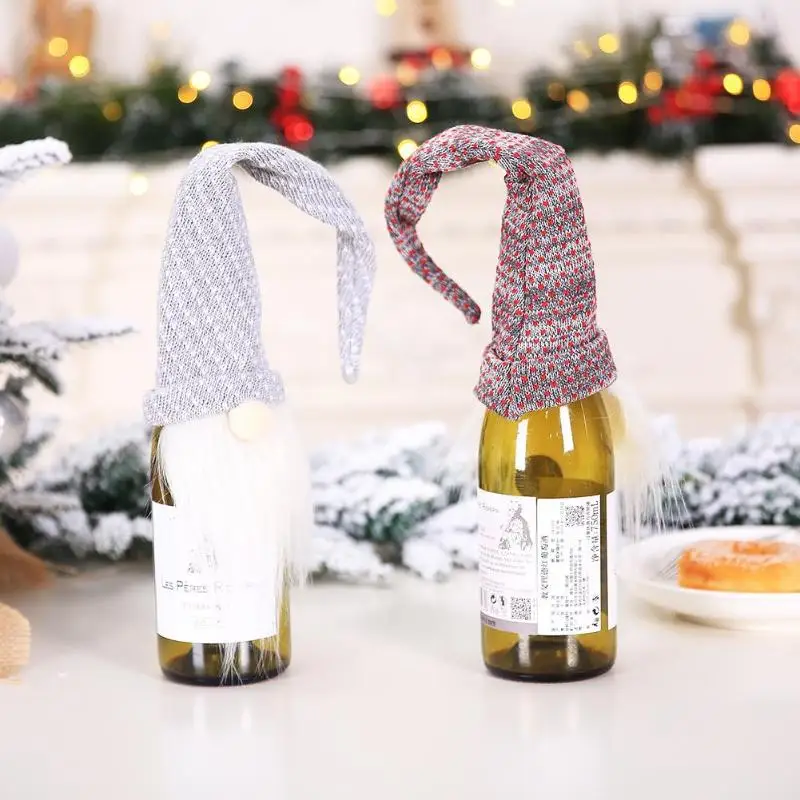 Faceless Old Man Doll Wine Bottle Cover Christmas Decor Beard Hat Favor Bag for Champagne Holders Xmas Home Party Table Decors