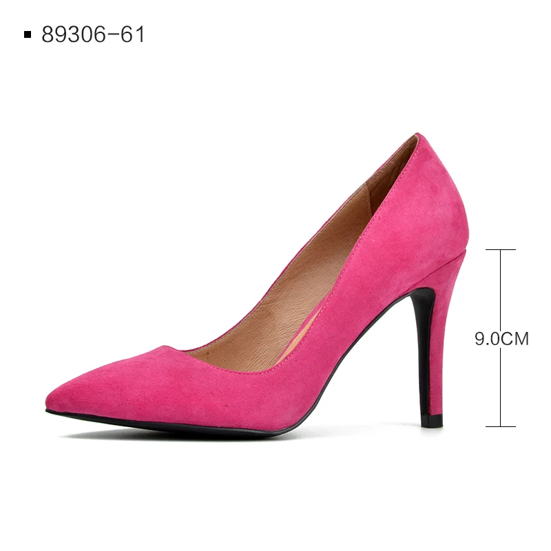 Pink Suede 9CM Donna-in/Женская обувь из натуральной кожи г. Весенние туфли-лодочки с острым носком туфли-лодочки на тонком высоком каблуке вечерние женские замшевые туфли на каблуке 7,5 см - Цвет: Pink Suede 9CM