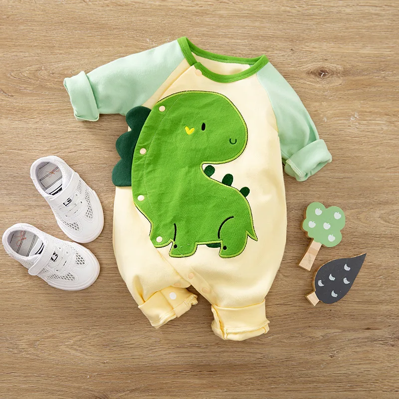 

TONSEN Newborn Baby Boys Girls Clothes Onesie Crawling Romper Cotton Dinosaur Cartoon Babe Jumpsuit Toddler Overalls Outfit Cute