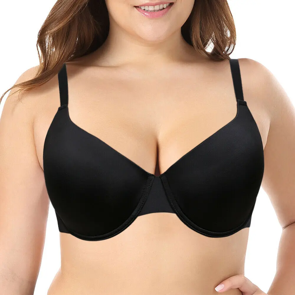 

New Women Bra Sexy Lingerie Unlined Solid Plus Size Underwire 34 36 38 40 42 44 46 48 C D E F G H Dropshipping