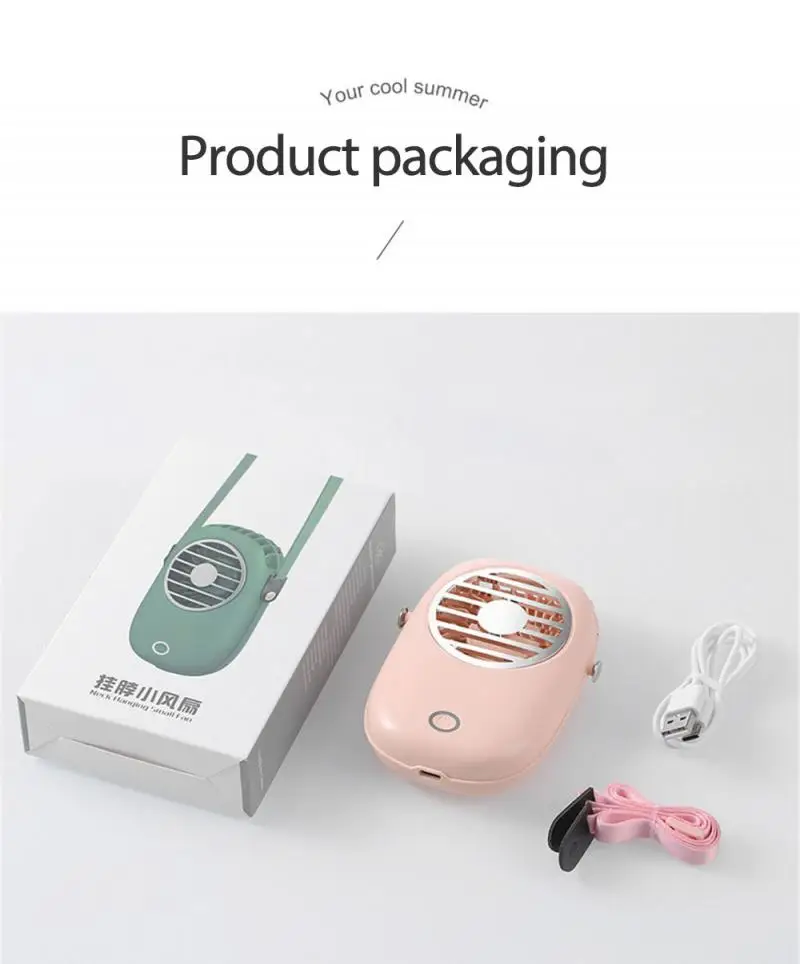 

Portable Lazy Hanging Neck Fan USB Rechargeable Hands-free Dual Fans Student Summer Sports 3 Gears Mini Handheld Electric Fan
