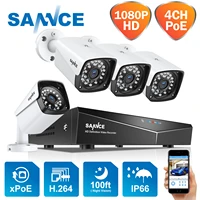 sannce 2mp hd xpoe video surveillance system h 264 4ch nvr recorder 4x 1080p security cameras system cctv kits 2mp poe ip camera