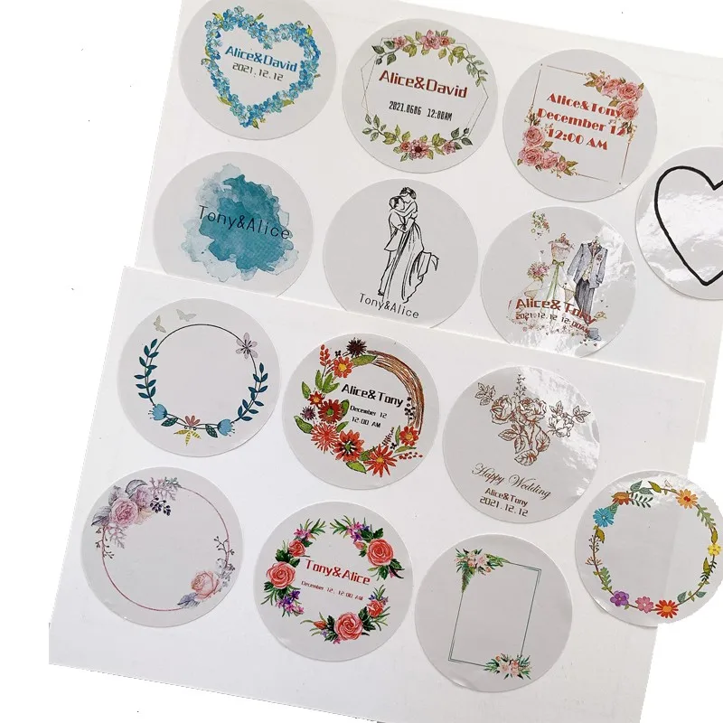 

100pcs LOGO Wedding DIY stickers Personalised Add Your Text Custom Invitations Seals Favors business white Labels 3.5CM