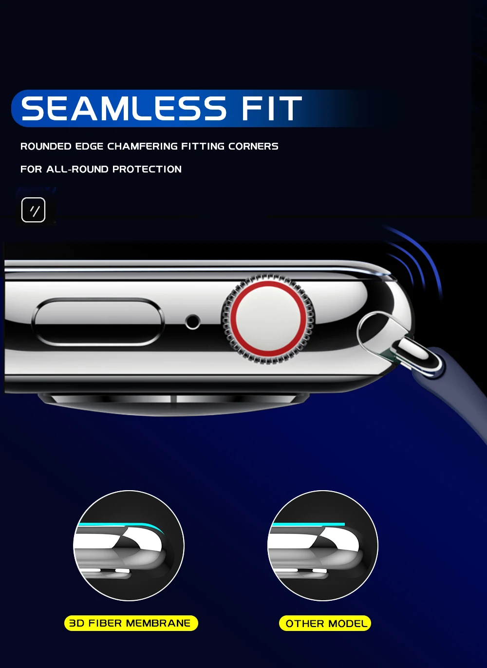 Подходит для защиты экрана apple watch, 38 мм 40 мм 42 мм 44 мм 3D Стекловолоконная закаленная пленка относится к iwatch серии 54321