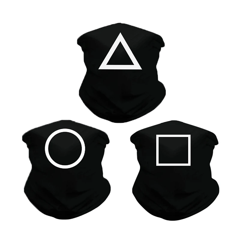 

Squid TV Game Masks Triangle Square Circle Printed Face Mask Korean TV Cosplay Headgear Halloween Masquerade Party Props Costume
