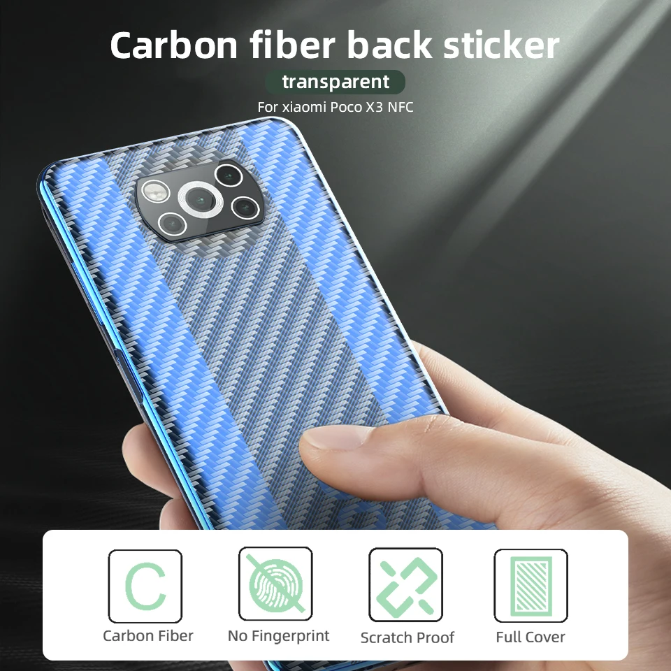 Наклейка из углеродного волокна для Xiaomi Poco M3 X3 Защитная пленка задней панели NFC