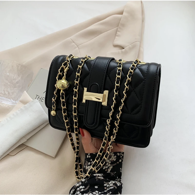 

Bags for Women 2021 Luxury Designer Handbag Vintage Lattice Pu Chain Shoulder Bags Women's Hand Bags