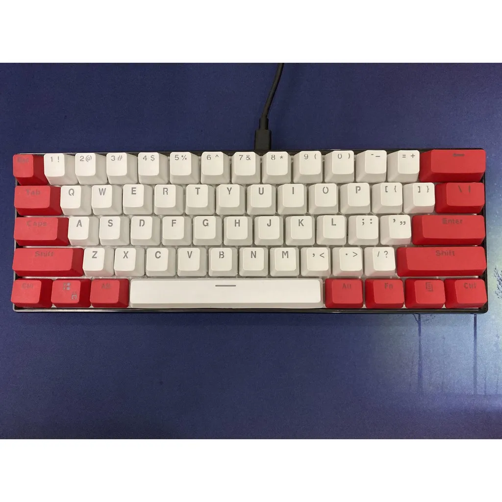 

Red and white Keycap, 61 keycap backlit GH60 / RK61 / ALT61 / Annie / two-color mechanical keyboard PBT keycap for keyboard poke