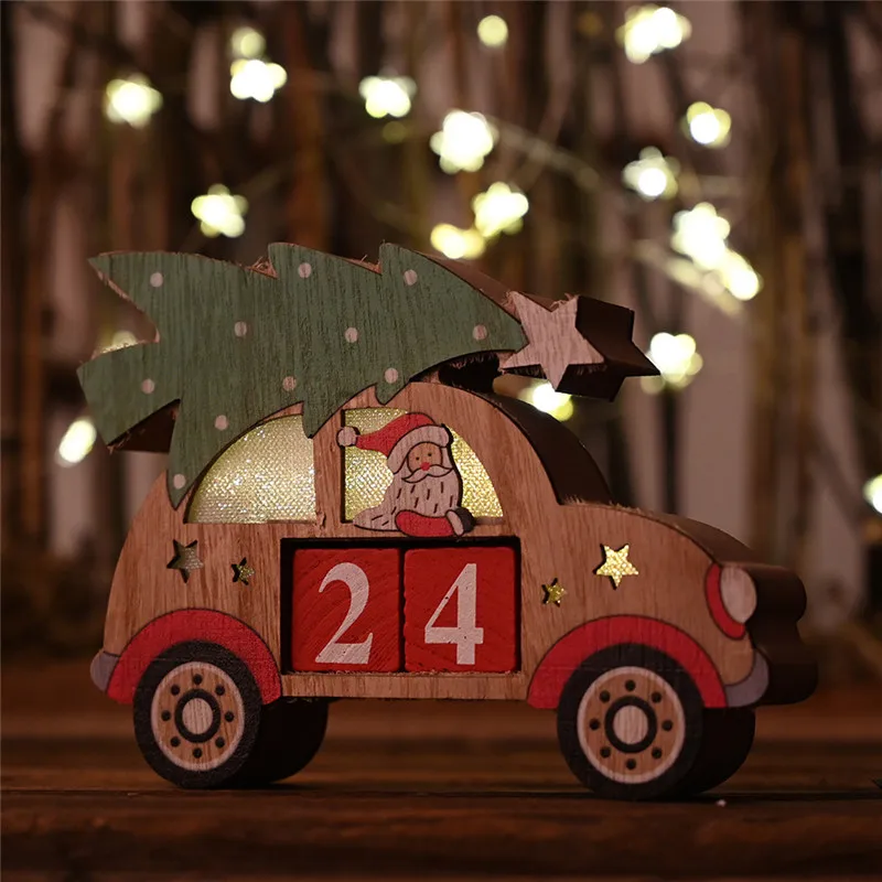 Светодиодный светильник деревянный автомобиль Санта Клаус Снеговик Адвент