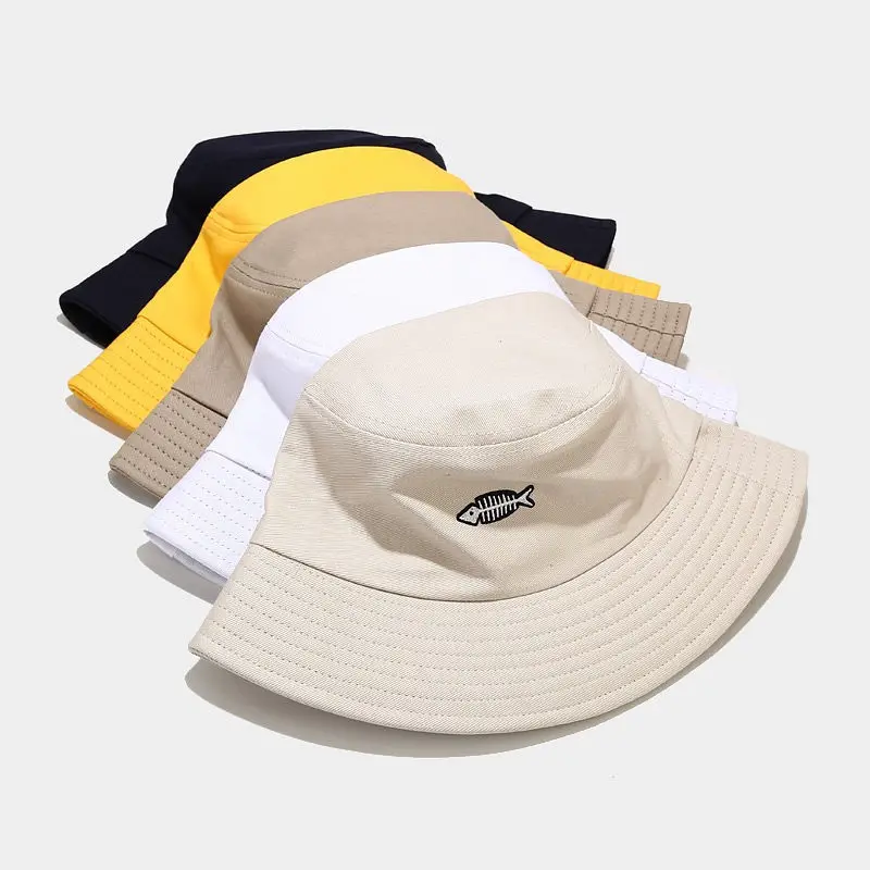 

Ldslyjr 2021 Cotton Fish Print Bucket Hat Fisherman Hat Outdoor Travel Sun Cap Hats for Men and Women 362