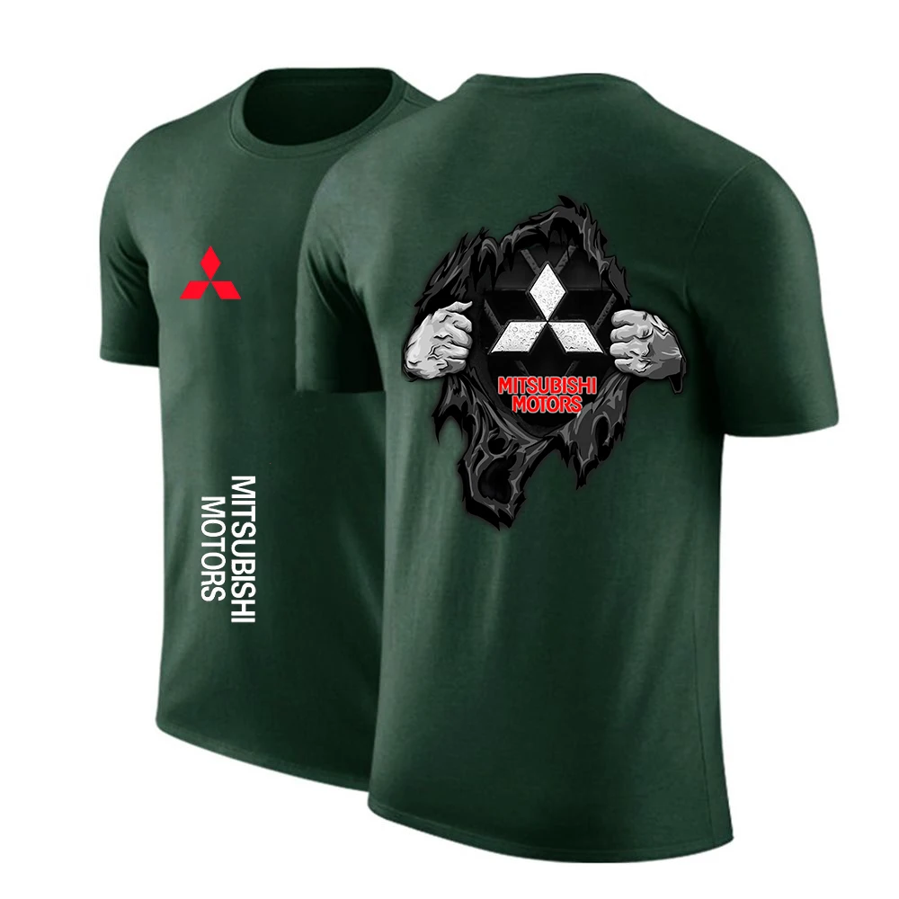 Mitsubishi Car LOGO Tshirts Short Sleeve Tops Tees Casual Loose Couple T-shirt Summer New | Мужская одежда