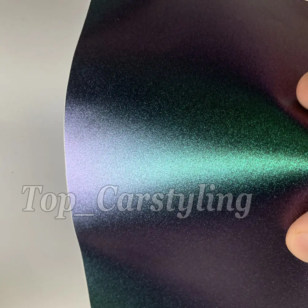 Зеленая фиолетовая матовая виниловая пленка-Хамелеон для автомобиля
