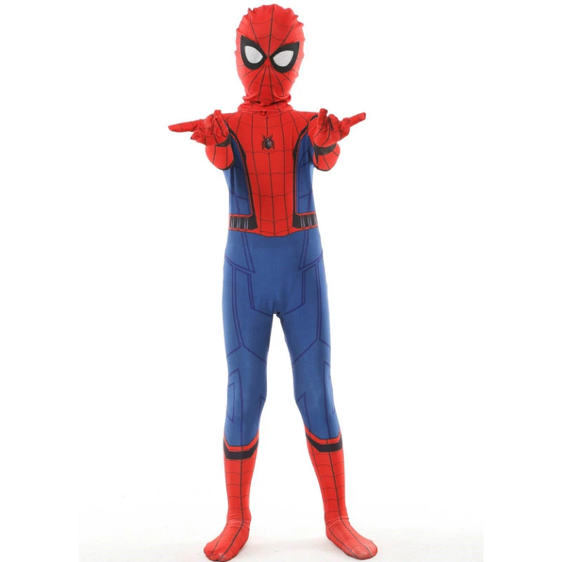 Child Spiderman Suit Костюм Человека-паука для взрослых, мальчиков, Питер Паркер, Железный Человек-паук, дальний от дома, косплей, спандекс, зентай, костюм, праздничный комбинезон, маска - Цвет: Child Spiderman Suit