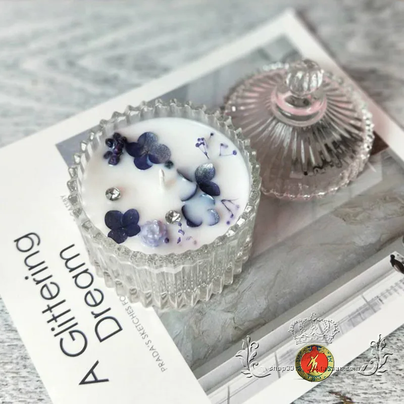 Цветочный ароматизированный подсвечник маленькая юрта с крышкой стеклянная