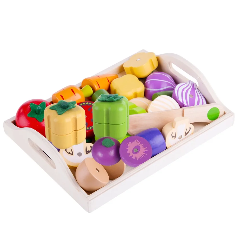 

Wooden Fruit and Vegetable Combination Cutting Kitchen Toy Set Children Play & Pretend Simulation Playset Kids puzzle toy