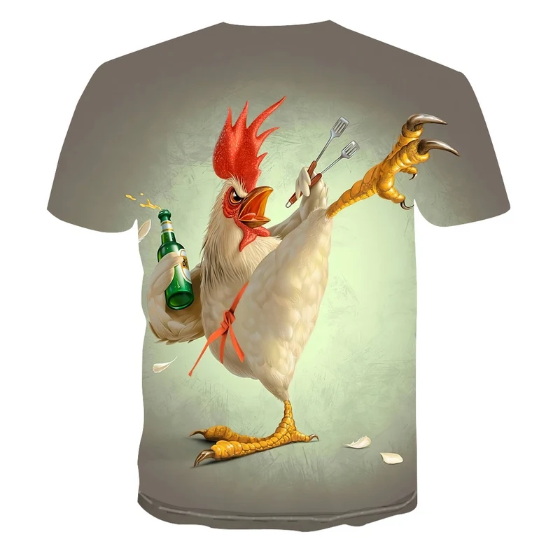 

2021 New T Shirt With Print 3D Animal Chicken Print Men's T-shirt Casual Short-sleeved O-neck Fashion Cool Men's Clothes Summer